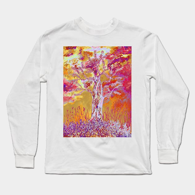 Sunset in the woods Long Sleeve T-Shirt by nicastro